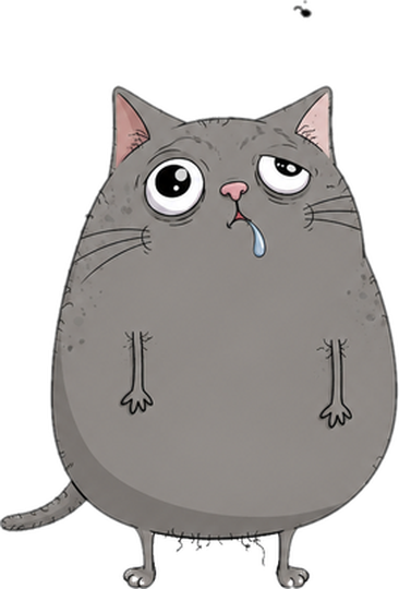 Catulio, a small grey cat wearing an oversized identity tag